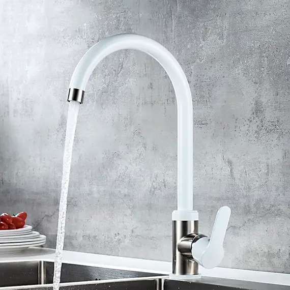 Смеситель для кухни Ledeme L74105W белый/суперсталь, изображение 3