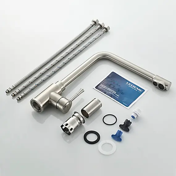 Смеситель для кухни Ledeme L74155-3 суперсталь, изображение 10