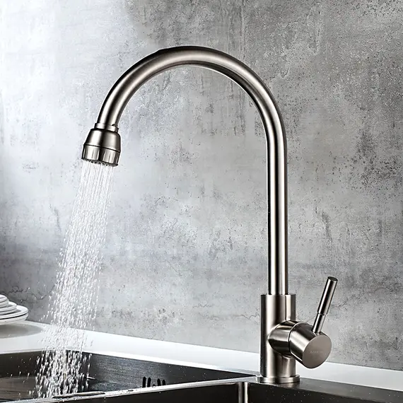 Смеситель для кухни Ledeme L74205 с душем суперсталь, изображение 3