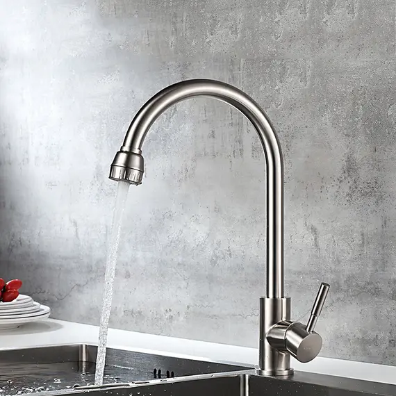 Смеситель для кухни Ledeme L74205 с душем суперсталь, изображение 4