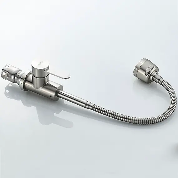 Смеситель для кухни Ledeme R L74304 с гибким изливом с душем суперсталь, изображение 9