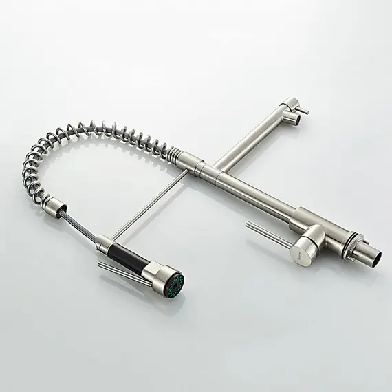 Смеситель для кухни с гибким изливом с душем Ledeme L76005-2 суперсталь, изображение 6