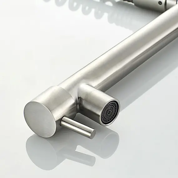 Смеситель для кухни с гибким изливом с душем Ledeme L76005-2 суперсталь, изображение 8