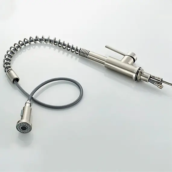 Смеситель для кухни с выдвижной лейкой Ledeme L76005 суперсталь, изображение 6