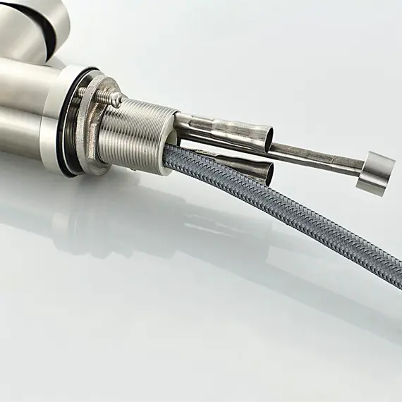 Смеситель для кухни с выдвижной лейкой Ledeme L76005 суперсталь, изображение 9