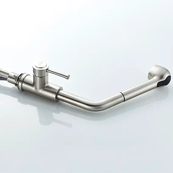 Смеситель для кухни с выдвижной лейкой с душем Ledeme L76014 суперсталь, изображение 6