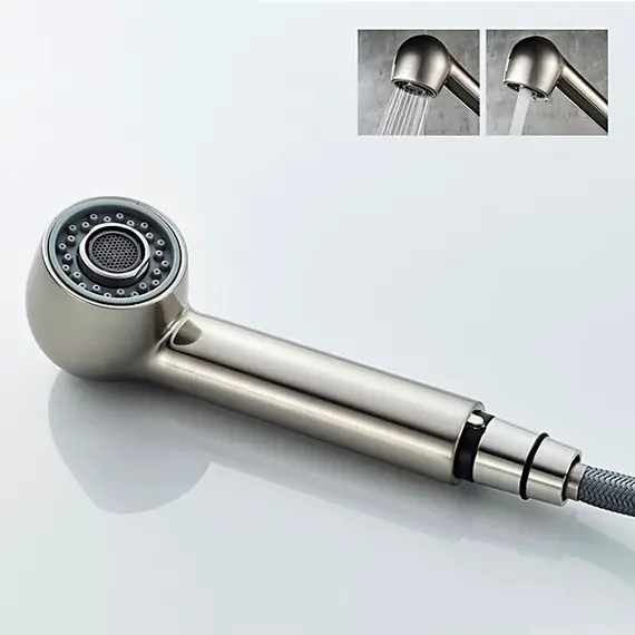 Смеситель для кухни с выдвижной лейкой с душем Ledeme L76014 суперсталь, изображение 9