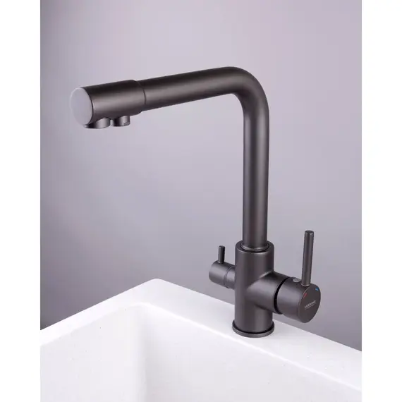Смеситель для кухни со встроенным краном под фильтр питьевой воды Ledeme R L4055U-3 графит, Название цвета: Графит, изображение 6 Смеситель для кухни со встроенным краном под фильтр питьевой воды Ledeme R L4055U-3 графит, Название цвета: Графит, изображение 6