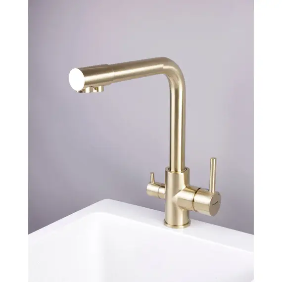 Смеситель для кухни со встроенным краном под фильтр питьевой воды Ledeme L4055Y-3 золотой, Название цвета: Золотой, изображение 3