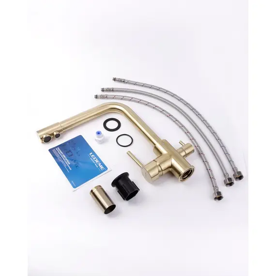 Смеситель для кухни со встроенным краном под фильтр питьевой воды Ledeme L4055Y-3 золотой, Название цвета: Золотой, изображение 13