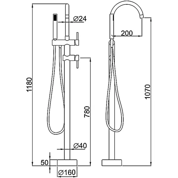 Напольный смеситель для ванны Gerhans K13219B черный, изображение 2