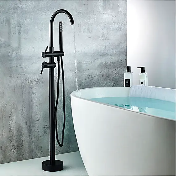 Напольный смеситель для ванны Gerhans K13219B черный, изображение 9