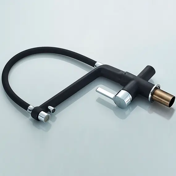 Смеситель для кухни с гибким изливом и встроенным краном под фильтр питьевой воды Gerhans K14090B-2 черный, изображение 3