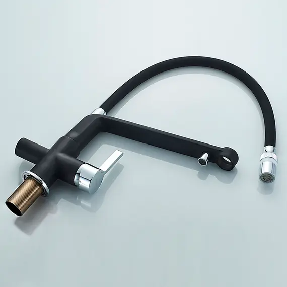 Смеситель для кухни с гибким изливом и встроенным краном под фильтр питьевой воды Gerhans K14090B-2 черный, изображение 4