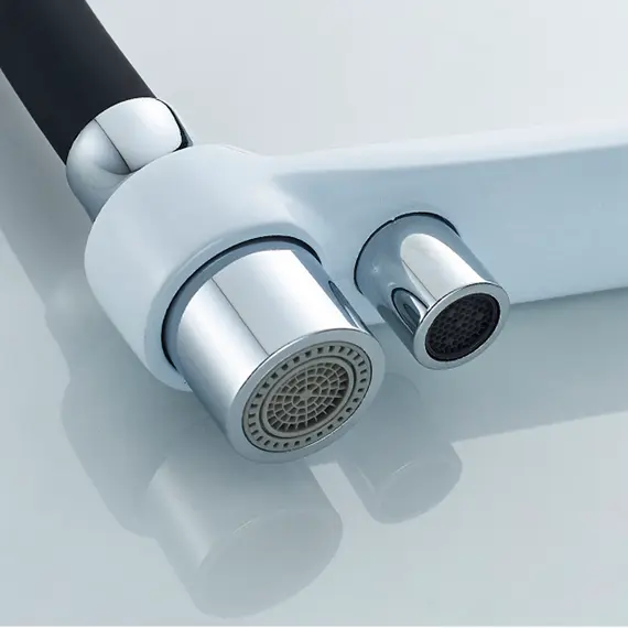 Смеситель для кухни с гибким изливом и встроенным краном под фильтр питьевой воды Gerhans K14090W-2 белый/хром, изображение 5