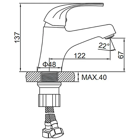 Смеситель для умывальника Ledeme L1035 хром, изображение 2