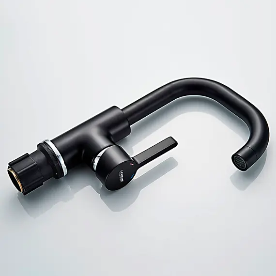 Смеситель для раковины с поворотным изливом Ledeme R L1099B черный, изображение 3