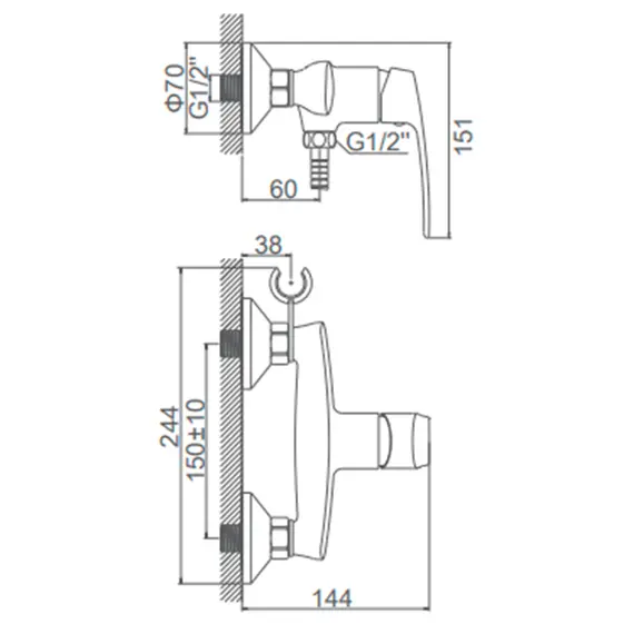 Смеситель для душа Ledeme H72 L2072 хром, изображение 2