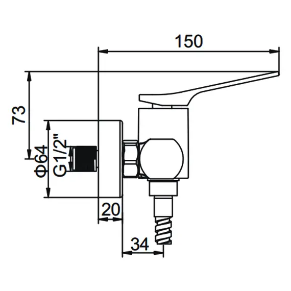 Смеситель для душа Ledeme L2075 с лейкой хром, изображение 2