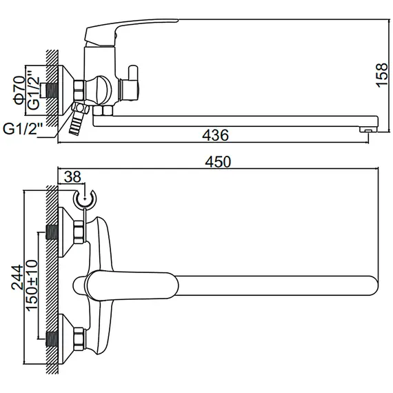 Смеситель для ванны Ledeme H72 L2272 хром, изображение 2
