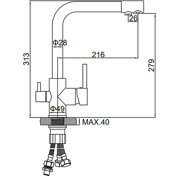 Смеситель для кухни со встроенным краном под фильтр питьевой воды Ledeme L4055Y-3 золотой, Название цвета: Золотой, изображение 2