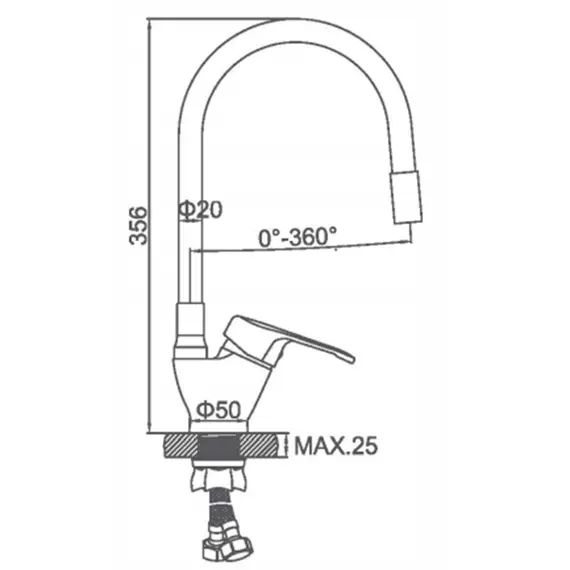 Смеситель для кухни с гибким изливом Ledeme L4132-3 хром, изображение 2