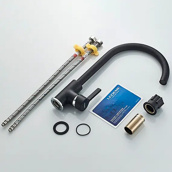 Смеситель для кухни Ledeme R L4299B черный, изображение 7