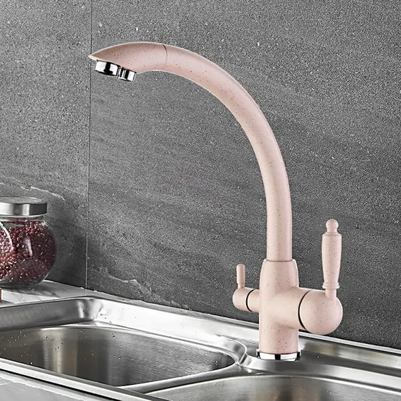 Смеситель для кухни со встроенным краном под фильтр питьевой воды Ledeme R L4455K-3 бежевый, Основной цвет: Бежевый, изображение 3