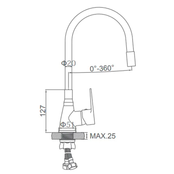 Смеситель для кухни с гибким изливом с душем Ledeme L4699-2 хром, изображение 2