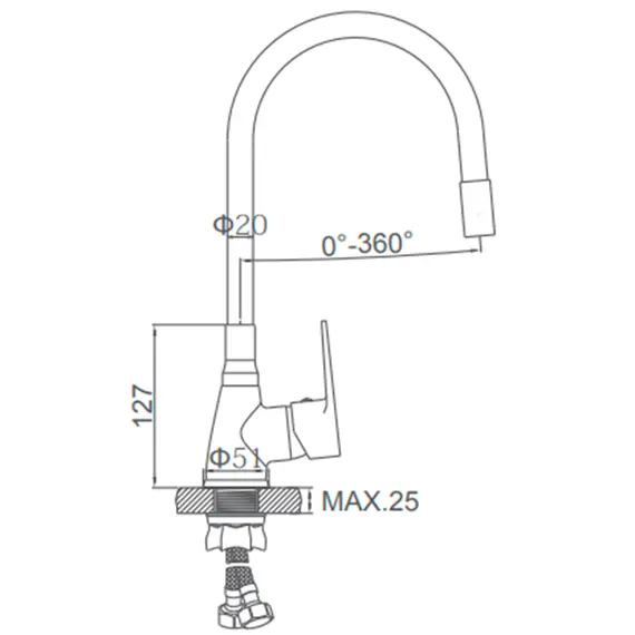 Смеситель для кухни с гибким изливом с душем Ledeme L4699-3 хром, изображение 2