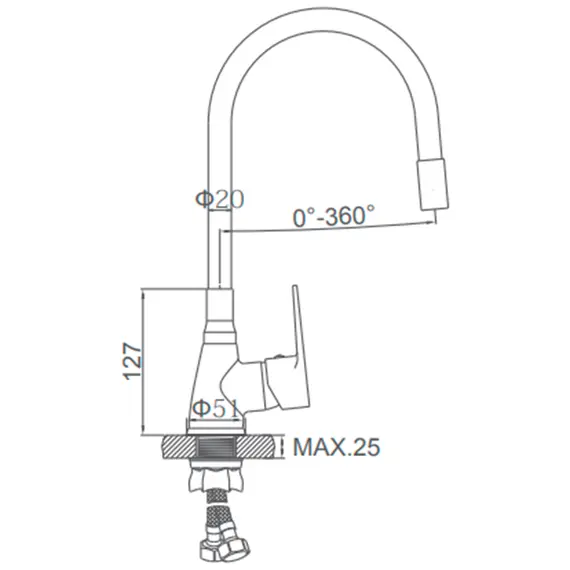 Смеситель для кухни с гибким изливом с душем Ledeme L4699-9 хром, изображение 2