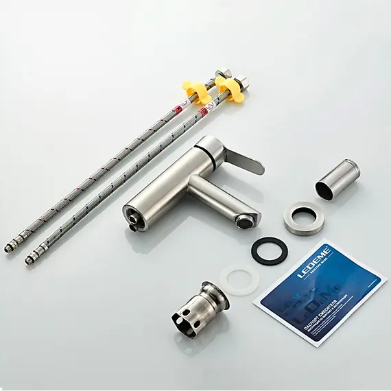 Смеситель для умывальника Ledeme L71003 нержавеющая сталь, изображение 9