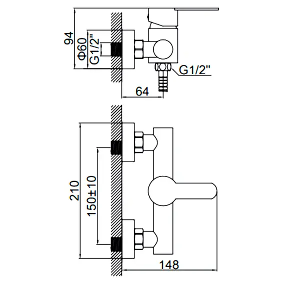 Смеситель для душа Ledeme L72003 суперсталь, изображение 2