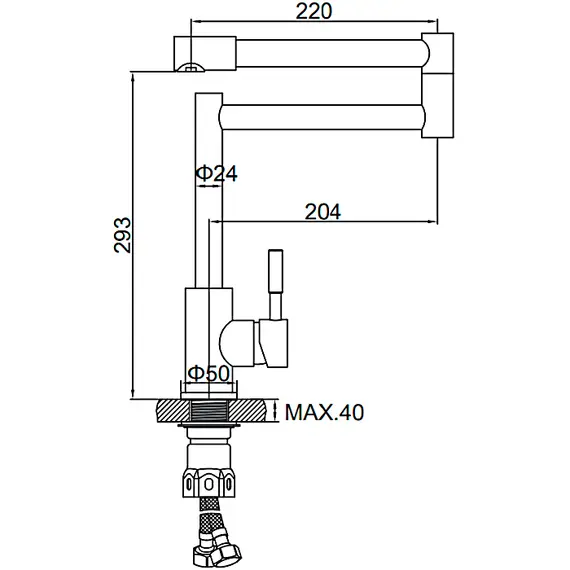 Смеситель для кухни со складным изливом Ledeme L74005 нержавеющая сталь, изображение 4