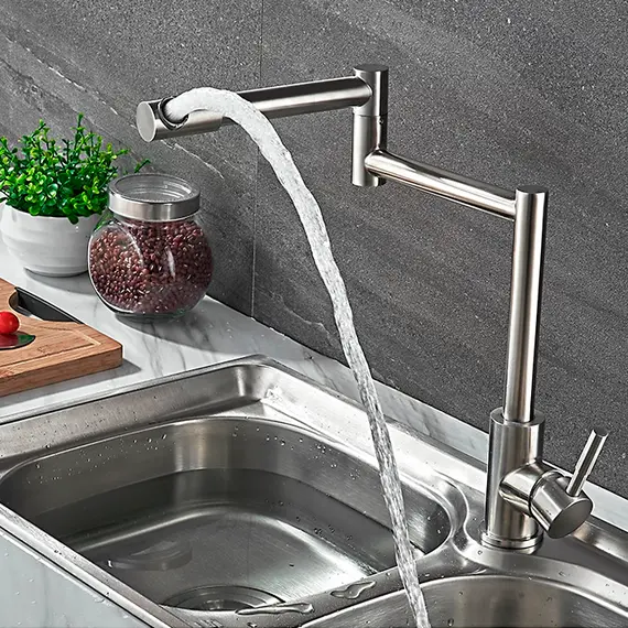 Смеситель для кухни со складным изливом Ledeme L74005 нержавеющая сталь, изображение 3