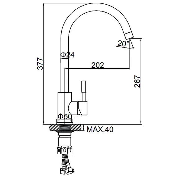 Смеситель для кухни Ledeme L74998A-3 суперсталь, изображение 2