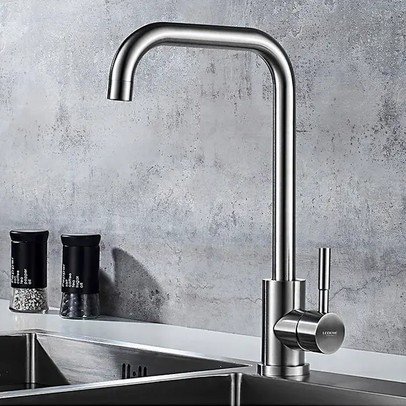 Смеситель для кухни Ledeme R L74998A-4 суперсталь, изображение 7
