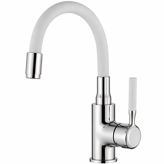 Смеситель для раковины с гибким изливом Ledeme L1399-3 белый/хром