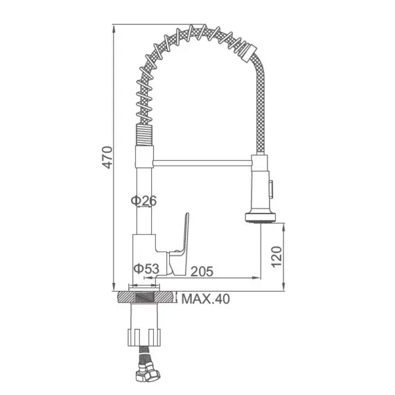 Смеситель для кухни с гибким изливом на пружине Ledeme L4080B черный, изображение 10