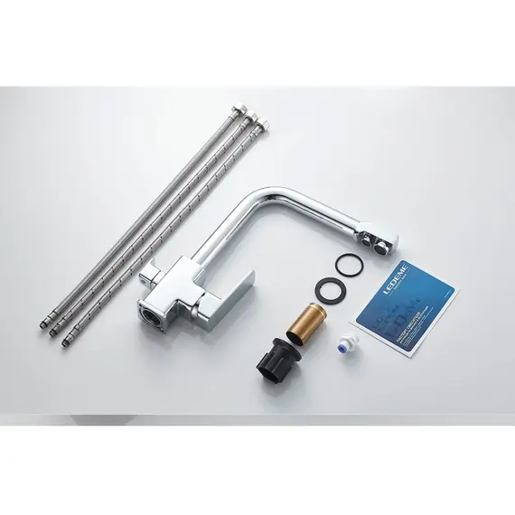 Смеситель для кухни со встроенным фильтром (краном) под питьевую воду Ledeme L4080-3 хром, изображение 7