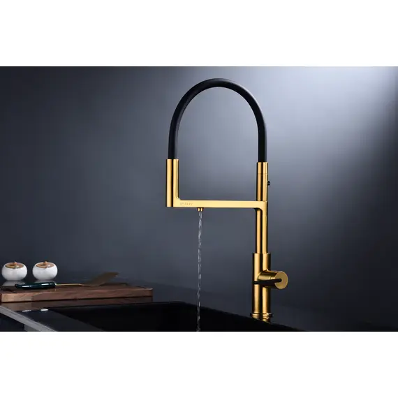 Смеситель для кухни Paulmark Tornado Starke To213402-BG брашированное золото с краном для фильтра питьевой воды, изображение 3