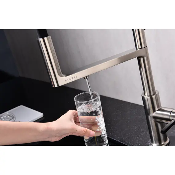Смеситель для кухни Paulmark Tornado Starke To213402-NI никель с краном для фильтра питьевой воды, изображение 11