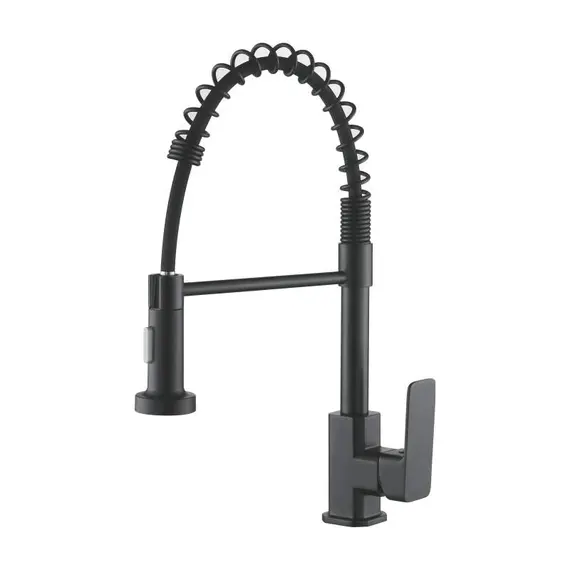 Смеситель для кухни с гибким изливом на пружине Ledeme L4080B черный