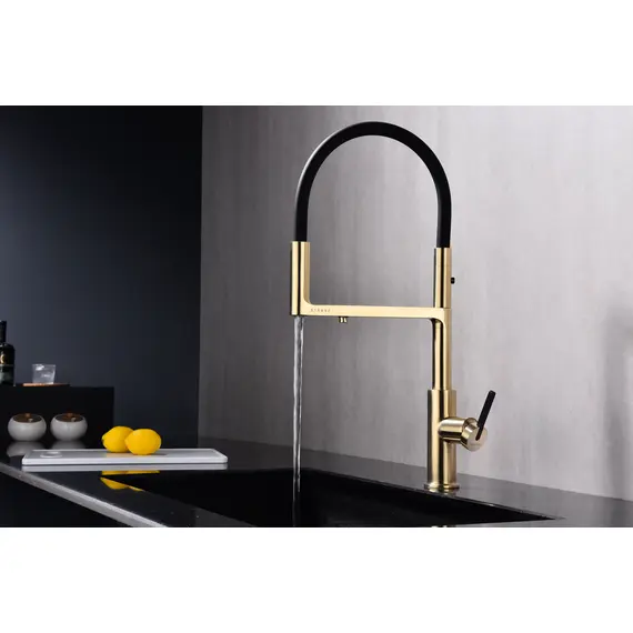 Смеситель для кухни Paulmark Tornado Starke To213402-SBG светлое брашированное золото с краном для фильтра питьевой воды, изображение 2