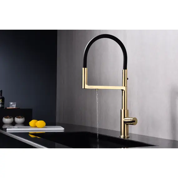 Смеситель для кухни Paulmark Tornado Starke To213402-SBG светлое брашированное золото с краном для фильтра питьевой воды, изображение 3