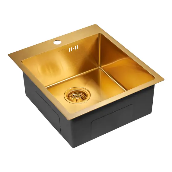 Мойка из нержавейки Paulmark Kroner 45 PM214551-BG брашированное золото 45 x 51 см, изображение 3