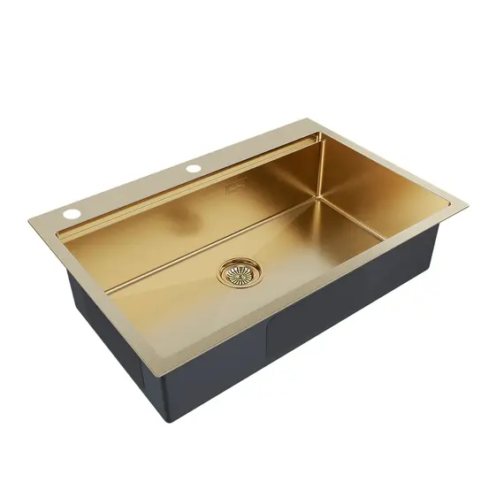 Мойка из нержавейки Paulmark Kroner-Pro 75 PM707551-BG брашированное золото 75 x 51 см, изображение 3