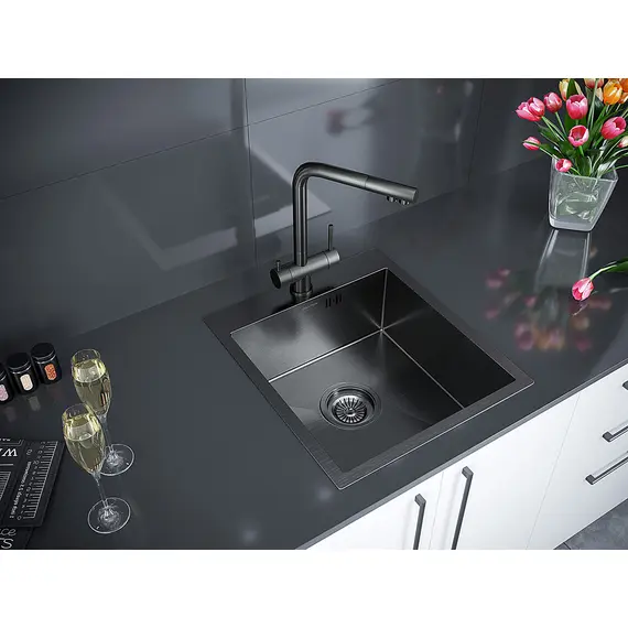 Мойка из нержавейки Paulmark Kroner 45 PM214551-GM вороненая сталь 45 x 51 см, изображение 2