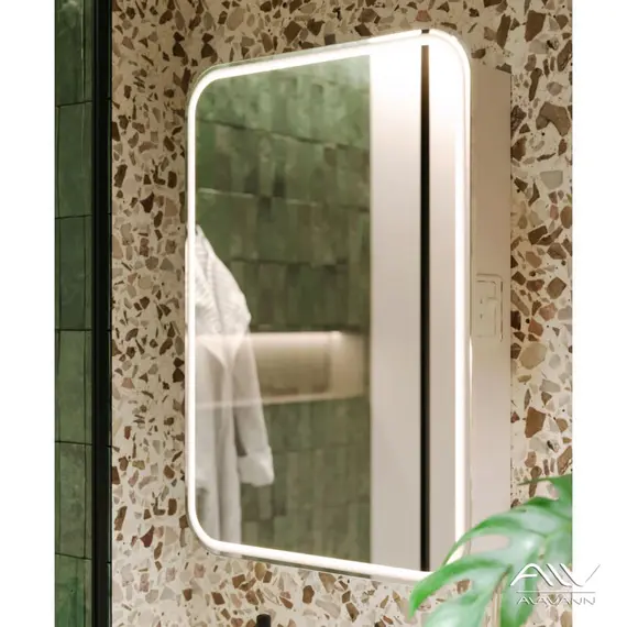 Зеркальный шкаф Alavann Lana 55 см, с розеткой, нейтральная подсветка, изображение 7