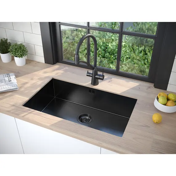 Мойка из нержавейки Paulmark Gerberg 74 Uni PM257444-GM вороненая сталь 74 x 44 см, изображение 4